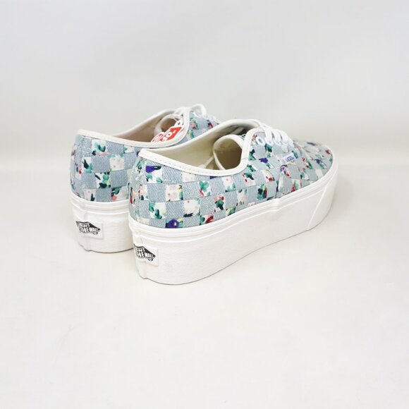 Vans Authentic Stackform Platform Denim Floral Woven White Shoe Sneaker Womens - Picture 5 of 11